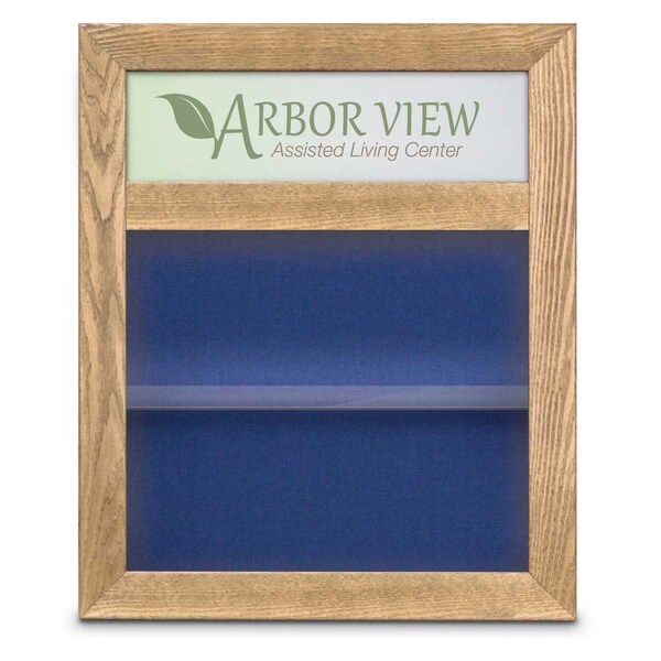 Outdoor Enclosed Combo Board, 42"x32", Brnz Frame/Blk Porc & Medium Grey